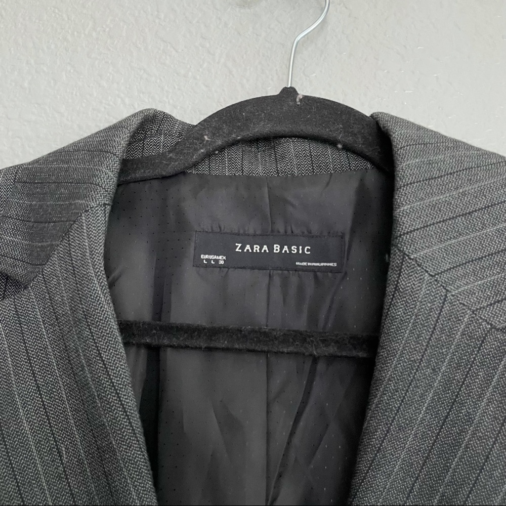 Zara Basic Gray Pinstripe Blazer Jacket - image 2